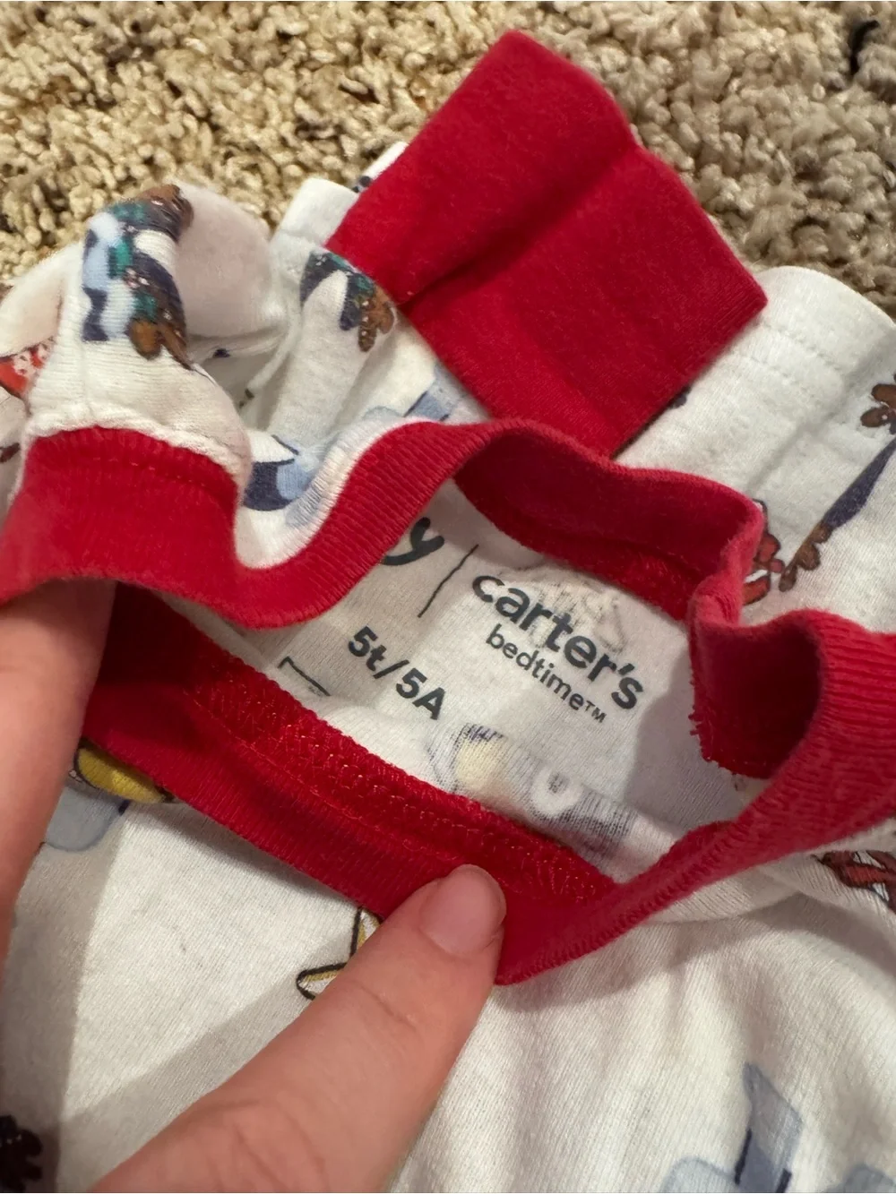 Carter's Cream Penguin Print Pajama Set with Red Trim